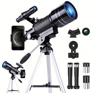 150X High Magnification 70mm Aperture Astronomical Telescope with Tripod Mount (15X-150X) Portable Travel Telescope with Phone Adapter Black - 1 of 4