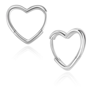 Molenia Sterling Silver Heart Hoop Earrings for Women, Heart Shaped Huggie Earrings Love Jewelry Mothers Day Birthday Gifts for Women Mom Wife