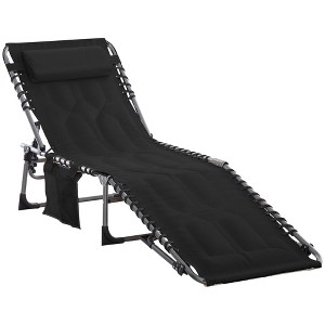 MOEPISY Padded Folding Chaise Lounge Chair, Outdoor 6-Level Reclining Camping Tanning Chair with Headrest - 1 of 4
