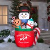Gemmy Christmas Airblown Inflatable Snowman/Gingerbread/Penguin Mug Scene, 6.5 ft Tall, Red - 2 of 2