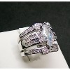 Adora Wedding Ring Set for Women Engagement Ring 2 Matching Band Cubic Zirconia Black Halo Ginger Lyne Collection - 2 of 4
