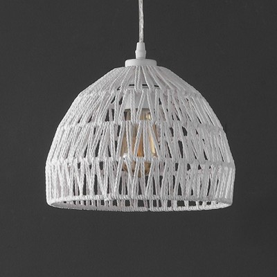 Campana 10.25" White Woven Rope and Iron LED Pendant Light