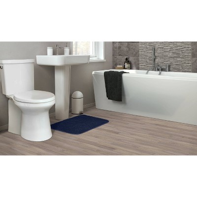 Navy 17"x24" Polypropylene Washable Bath Rug with Non-Slip Backing