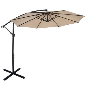 Tangkula 10FT Patio Offset Umbrella 8 Ribs Cantilever Umbrella w/Crank for Poolside Garden