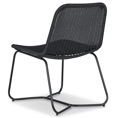 Black Wicker Armless Accent Chair with Metal Base
