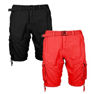 Galaxy By Harvic 2-Pack Men's Vintage Cotton Cargo Belted Shorts (Sizes, 30-42) - 1 of 3