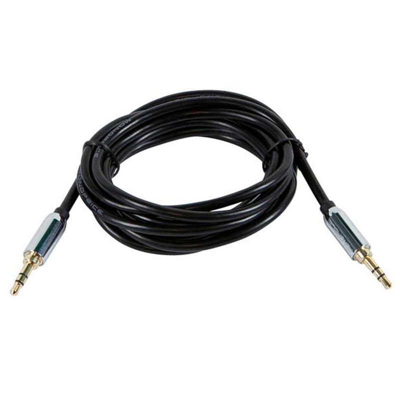 Monoprice Audio Cable - 6 Feet - Black | 3.5mm Stereo Male to 3.5mm Stereo Male Gold Plated Cable for Mobile, 2 of 3