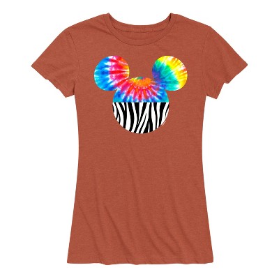Women's - Disney - Tie Dye Zebra Print Mickey Short Sleeve Graphic T-Shirt