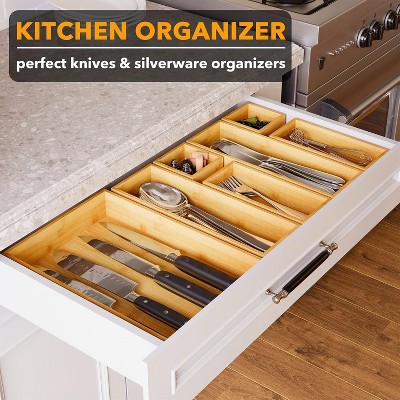 SpaceAid 7-Piece Bamboo Drawer Organizer Set – Multi-Use Divider Bins for Kitchen, Bathroom, Office, and Makeup Storage, Natural — фото 3