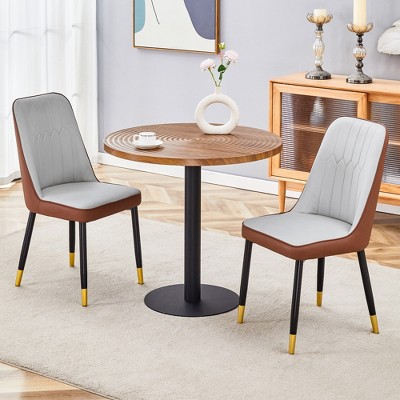 3-Piece Dining Set with Round Table and 2 Technology-Fabric Chairs