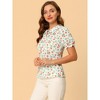 INSPIRE CHIC Women's Puff Short Sleeve Peter Pan Collar Keyhole Collar Blouse - 4 of 4