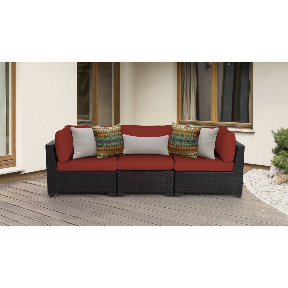 Belle 3pc Outdoor Wicker Sectional Sofa with Cushions - Terracotta - TK Classics