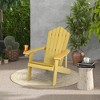 Costway Patio HIPS Adirondack Chair with Cup Holder Weather Resistant Outdoor 380 LBS Black/Teak/Green/Navy/Red/Gray/White/Yellow - 2 of 4