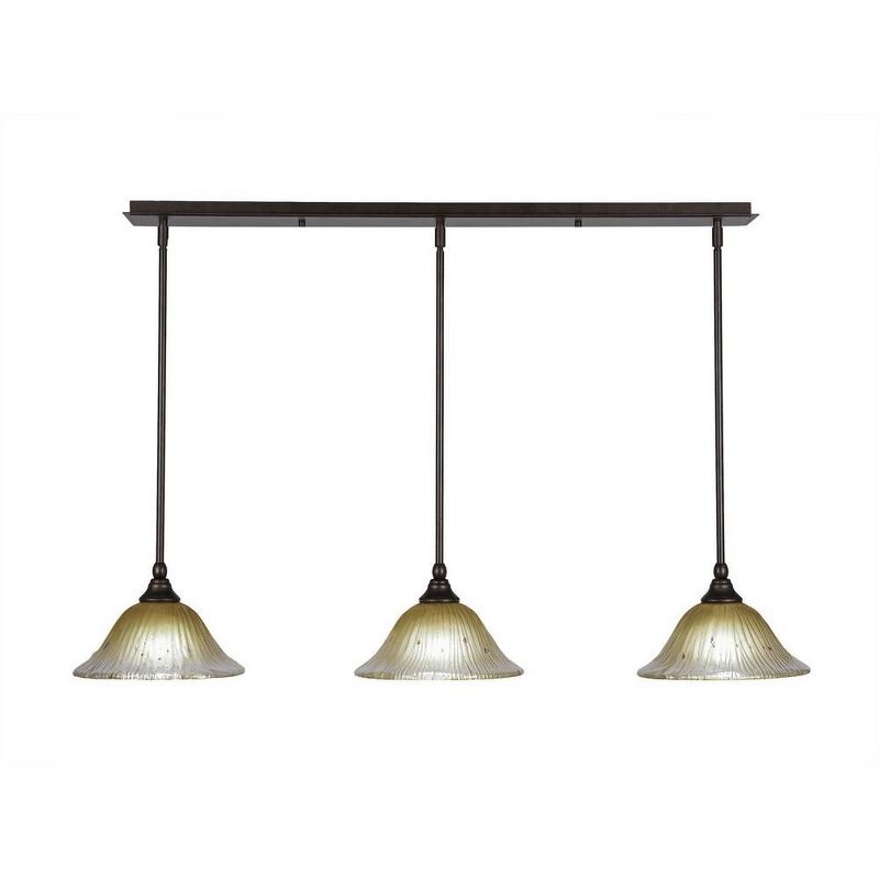 Toltec Lighting Any 3 - Light Chandelier in  Bronze with 10" Amber Crystal  Shade, 1 of 2