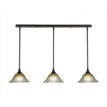 Toltec Lighting Any 3 - Light Chandelier in  Bronze with 10" Amber Crystal  Shade