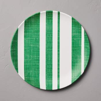 10.5" Distressed Stripe Melamine Dinner Plates Green/Cream - Hearth & Hand™ with Magnolia