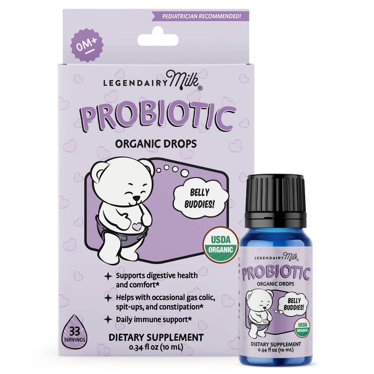 Legendairy Milk Organic Baby Probiotic Drops, Digestive Support for Infants - 0.34 fl oz
