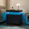 ORRD Nightstand with LED Lights, Modern Bedside Table with 2 Drawers, Adjustable Color End Table for Bedroom Living Room，Black Woodgrain - 2 of 4
