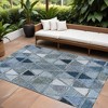 Denim Blue And Sky Blue Geometric Washable Indoor Outdoor Area Rug - 2 of 4