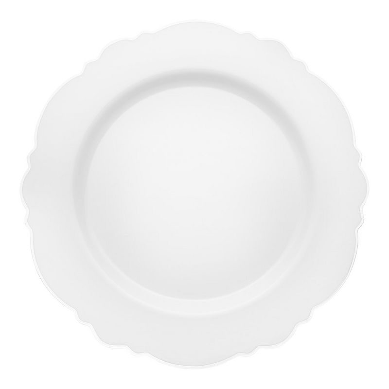 Smarty Had A Party 10.25" White with Silver Rim Round Blossom Disposable Plastic Dinner Plates (120 Plates), 1 of 7