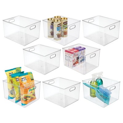 mDesign Plastic Storage Bin with Handles - Set of 8 - Clear - Made in USA