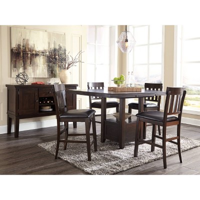 Haddigan Dark Brown Wood Extendable Counter Height Dining Table