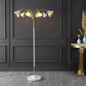 JONATHAN Y Vivian 61" 10-Light Mid-Century Modern Iron Medusa Multi Head (Includes LED Light Bulb) Floor Lamp Brass - 1 of 4