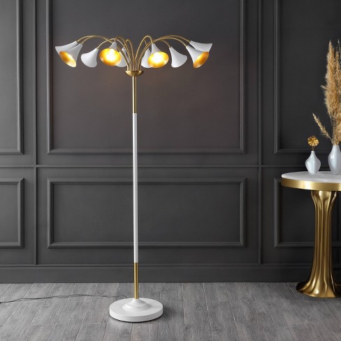 JONATHAN Y Vivian 61" 10-Light Mid-Century Modern Iron Medusa Multi Head (Includes LED Light Bulb) Floor Lamp Brass - image 1 of 4