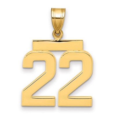 Black Bow Jewelry 14k Yellow Gold, Athletic Collection Medium Polished Number 22 Pendant