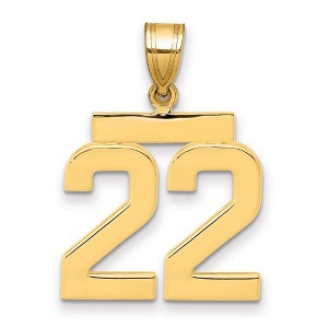 Black Bow Jewelry 14k Yellow Gold, Athletic Collection Medium Polished Number 22 Pendant - 1 of 3