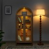 High Arched Wooden Storage Cabinet with Lamp, Adjustable Glass Shelves, and Combination Doors, Retro-Style Multifunctional Cabinet-- Frevyn - 4 of 4