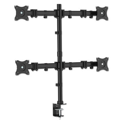 Kantek Articulating Quad Monitor Arms, For 13" to 27" Monitors, 360 deg Rotation, 45 deg Tilt, 180 deg Pan, Black, Supports 18 lb