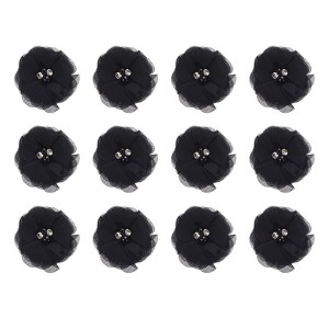 Unique Bargains Artificial Rhinestone Chiffon Flower Heads 12 Pcs Black - 1 of 4