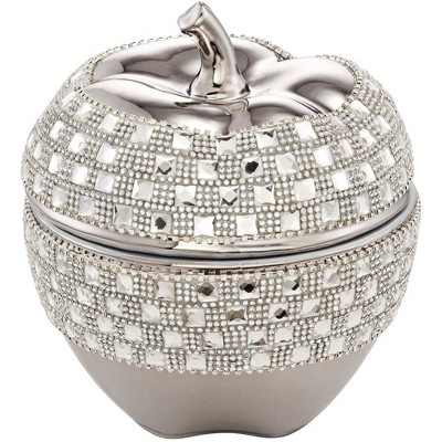 Dahlia Studios Victoire Silver and Crystal 8 1/2" High Ceramic Apple