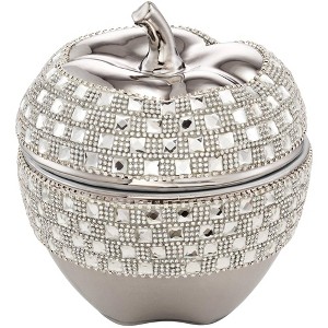 Dahlia Studios Victoire Silver and Crystal 8 1/2" High Ceramic Apple - 1 of 4