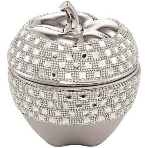 Dahlia Studios Victoire Silver and Crystal 8 1/2" High Ceramic Apple - image 1 of 4