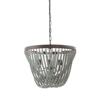 Metal Chandelier with Wood Beads - 3R Studios