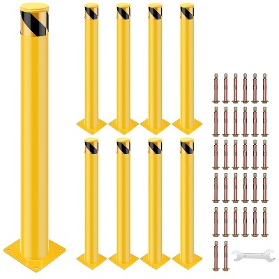 Safety Bollard, 48x4.5 Inch Steel Bollard Post, Perfect for Traffic Parking Barrier, Yellow, 8 Pack