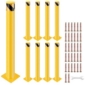 Safety Bollard, 48x4.5 Inch Steel Bollard Post, Perfect for Traffic Parking Barrier, Yellow, 8 Pack - 1 of 4