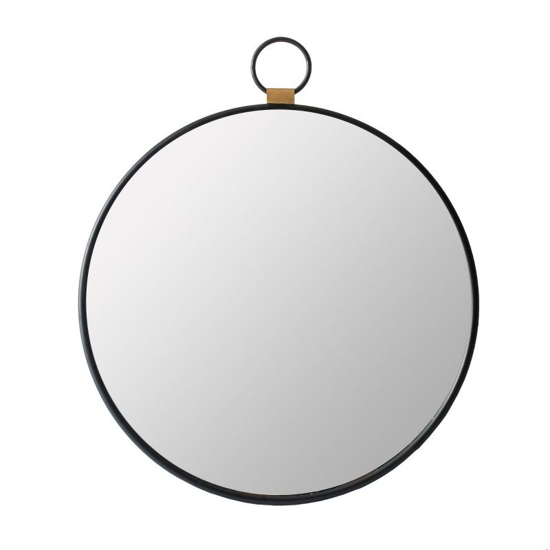 Round Mirror With Ring,Modern Wall Mirror With Black Frame,Contemporary Minimalist Accent Mirror For Living Room,Foyer,Entryway,Bedroom-The Pop Home, 5 of 9