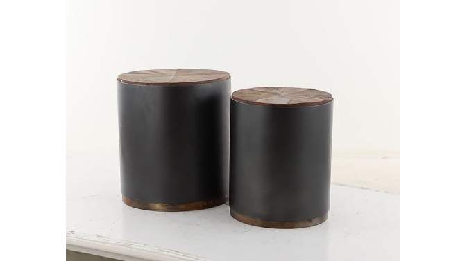 Set of 2 Rustic Metal Accent Tables Black - Olivia &#38; May, 2 of 8, play video