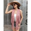 Acekool Women's 70s Fringe Vest - Retro Faux Suede Sleeveless Jacket with Bohemian Tassels, Western & Hippie Style - 4 of 4