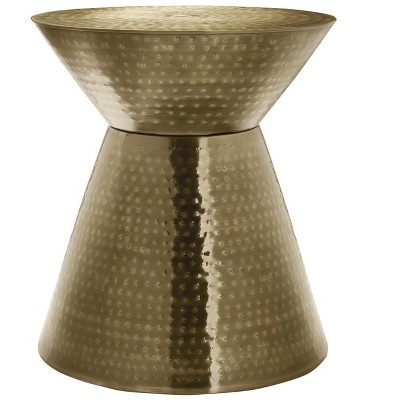 Accent Table Drum Side End Nightstand Lamp Living Room Bedroom Gold Metal Contemporary Modern