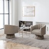 SEYNAR Mid-Century Swivel PU Leather Tufted Round Accent Barrel Chair set of 2 - 3 of 4