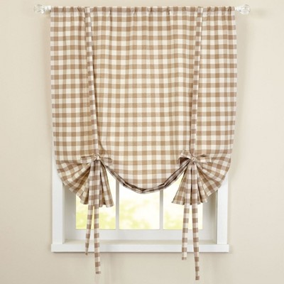 Buffalo Check Plaid Gingham Tie-Up Window Single Curtain by Sweet Home Collection®