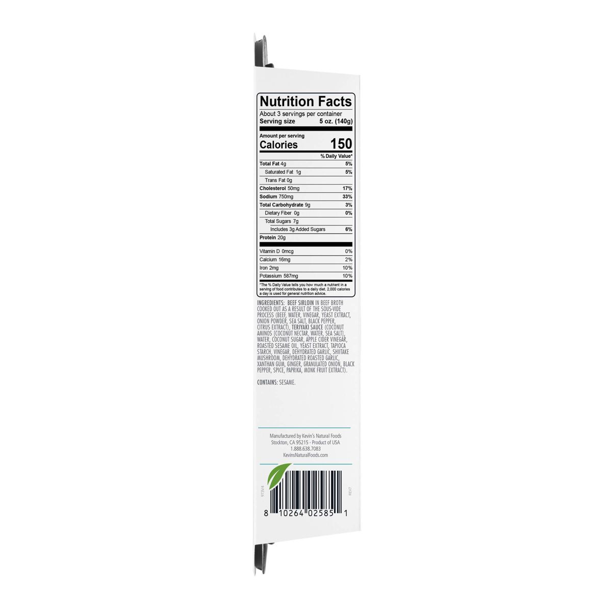 Kevin's Gluten Free Teriyaki-Style Beef - 16oz: Certified Gluten-Free, High Protein - thumbnail 3