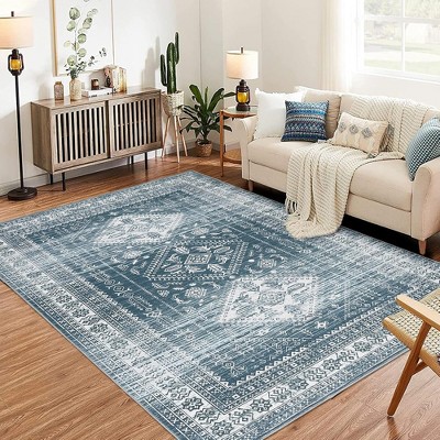 Garvee Washable Area Rug, Moroccan Ultra-Thin Area Rug- Foldable Low Pile, Non-Slip ,Modern Soft Carpet