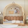 Twin Size Canopy Platform Bed with Arched Roof and Trundle, Extended Bed with Tent and Light Strip, Wooden Bed with Whiteboard-Baofuwish - 2 of 4