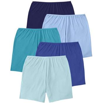 Comfort Choice Women's Plus Size Nylon Brief 5-pack - 10, Blue : Target
