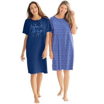 Dreams & Co. Women's Plus Size 2-Pack Short-Sleeve Sleepshirt